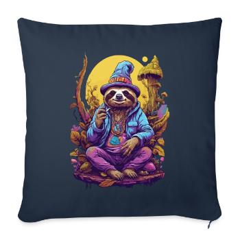 Paresseux Art psychédélique Woodland Mushrooms Music Festival - Housse de coussin décorative 45 x 45 cm - bleu marine - Devant