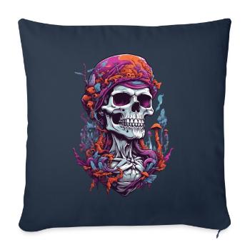 Psychedelic Art Skull Music Festival Mushrooms - Sofa pillowcase 17,3'' x 17,3'' (45 x 45 cm) - navy - Front