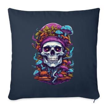 Psychedelic Art Skull Forest Mushrooms Music Festival - Sofa pillowcase 17,3'' x 17,3'' (45 x 45 cm) - navy - Front