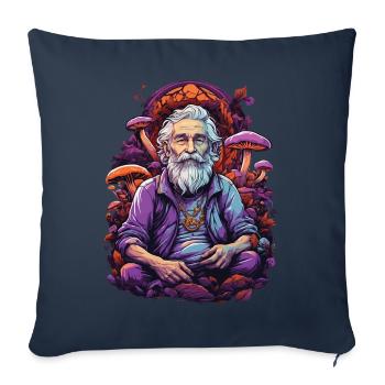 Couleurs vives champignons des bois Art psychédélique - Housse de coussin décorative 45 x 45 cm - bleu marine - Devant