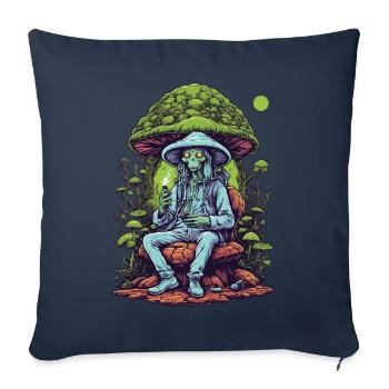 Festival de musique aux couleurs vives Champignons forestiers - Housse de coussin décorative 45 x 45 cm - bleu marine - Devant