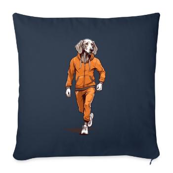 Braque de Weimar Jogging Motif - Housse de coussin décorative 45 x 45 cm - bleu marine - Devant