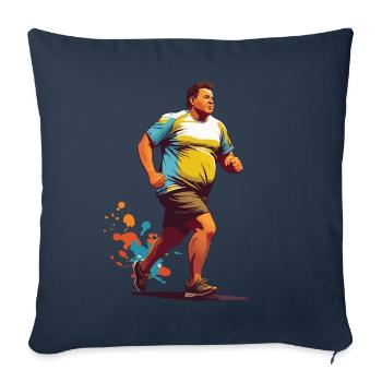 Funny Overweight Runner Fitness - Sofa pillowcase 17,3'' x 17,3'' (45 x 45 cm) - navy - Front