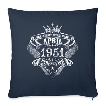 Avril 1951 anniversaire avril 1951 avril cadeau - Housse de coussin décorative 45 x 45 cm - bleu marine - Devant
