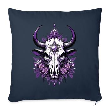 Plume Mandala crâne Design spirituel - Housse de coussin décorative 45 x 45 cm - bleu marine - Devant