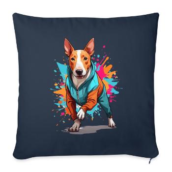 Bull Terrier Streetwear Jogging Aesthetic Style - Sofa pillowcase 17,3'' x 17,3'' (45 x 45 cm) - navy - Front