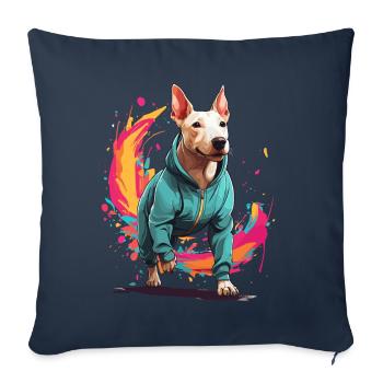 Bull Terrier Streetwear Jogging Aesthetic Style - Sofa pillowcase 17,3'' x 17,3'' (45 x 45 cm) - navy - Front