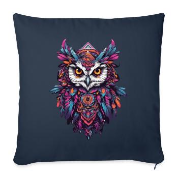 Owl Spiritual Mandala Animal Dream Catcher Design - Sofa pillowcase 17,3'' x 17,3'' (45 x 45 cm) - navy - Front