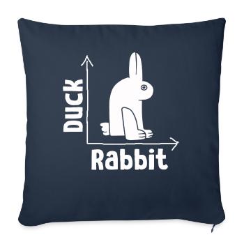 Wittgenstein lapin canard illusion - Housse de coussin décorative 45 x 45 cm - bleu marine - Devant