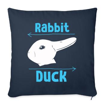 Wittgenstein lapin canard illusion - Housse de coussin décorative 45 x 45 cm - bleu marine - Devant