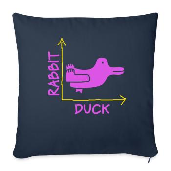Wittgenstein lapin canard illusion - Housse de coussin décorative 45 x 45 cm - bleu marine - Devant
