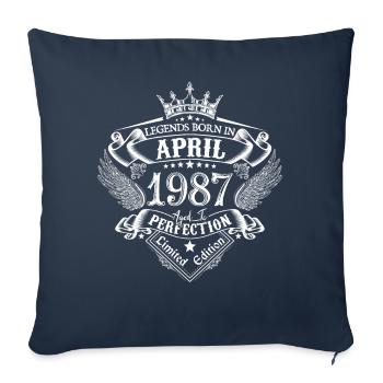Avril 1987 anniversaire avril 1987 avril cadeau - Housse de coussin décorative 45 x 45 cm - bleu marine - Devant