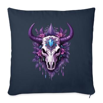 Bull Skull Spiritual Mandala Feather Dream Catcher - Sofa pillowcase 17,3'' x 17,3'' (45 x 45 cm) - navy - Front