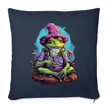 Frog Psychedelic Art Forest Mushrooms Music Festival - Sofa pillowcase 17,3'' x 17,3'' (45 x 45 cm) - navy - Front
