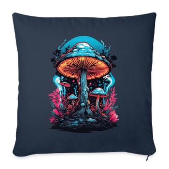 Champignons forestiers du festival de musique aux couleurs vives - Housse de coussin décorative 45 x 45 cm - bleu marine - Devant