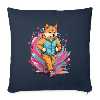 Shiba Dog Streetwear Jogging Aesthetic Fitness - Sofa pillowcase 17,3'' x 17,3'' (45 x 45 cm) - navy - Front