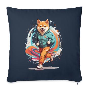 Shiba Dog Streetwear Jogging Aesthetic Fitness - Sofa pillowcase 17,3'' x 17,3'' (45 x 45 cm) - navy - Front