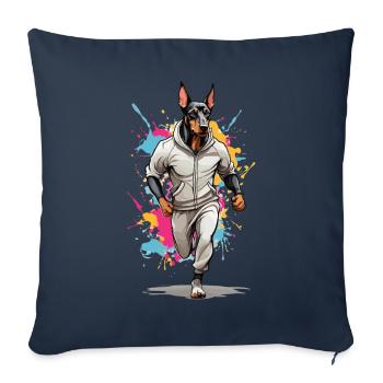 Doberman dog streetwear jogging aesthetic - Sofa pillowcase 17,3'' x 17,3'' (45 x 45 cm) - navy - Front