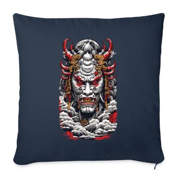 Esthétique Yokai Oni Ukiyo-E Vintage Japon - Housse de coussin décorative 45 x 45 cm - bleu marine - Devant