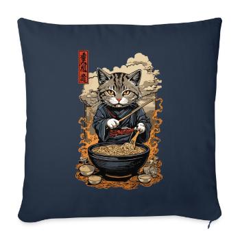 Cat Aesthetic Ramen Noodle Soups Streetwear - Sofa pillowcase 17,3'' x 17,3'' (45 x 45 cm) - navy - Front