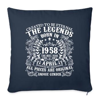 Avril 1958 anniversaire 1958 Avril année - Housse de coussin décorative 45 x 45 cm - bleu marine - Devant