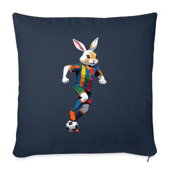 Joueur de football lapin de Pâques et conception de football de Pâques - Housse de coussin décorative 45 x 45 cm - bleu marine - Devant