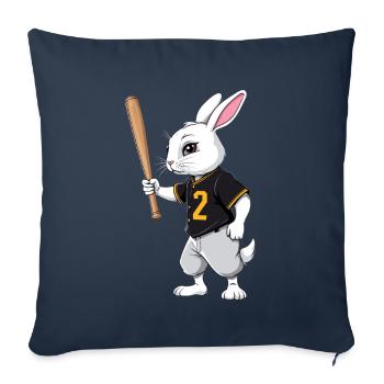 Joueur de baseball lapin de Pâques Streetwear Style - Housse de coussin décorative 45 x 45 cm - bleu marine - Devant