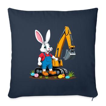 Easter Bunny Excavator Driver Easter Eggs Digging Funny - Sofa pillowcase 17,3'' x 17,3'' (45 x 45 cm) - navy - Front