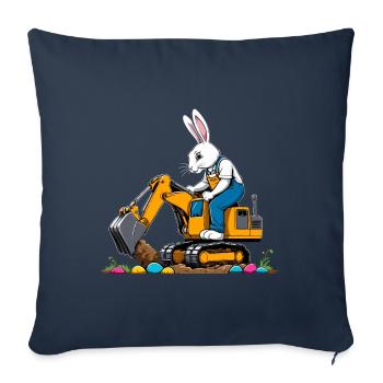 Easter Bunny Excavator Driver Easter Easter Eggs Funny - Sofa pillowcase 17,3'' x 17,3'' (45 x 45 cm) - navy - Front