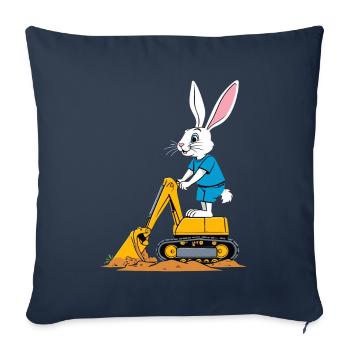 Easter Bunny Excavator Driver Funny Easter Eggs Digging - Sofa pillowcase 17,3'' x 17,3'' (45 x 45 cm) - navy - Front