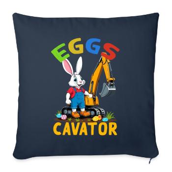 Funny Easter Saying Easter Bunny Excavator Driver - Sofa pillowcase 17,3'' x 17,3'' (45 x 45 cm) - navy - Front