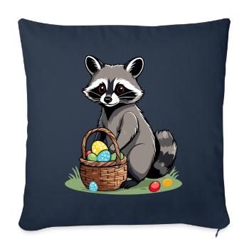 Drôle De Costume De Raton Laveur Oeufs De Pâques Mignons - Housse de coussin décorative 45 x 45 cm - bleu marine - Devant
