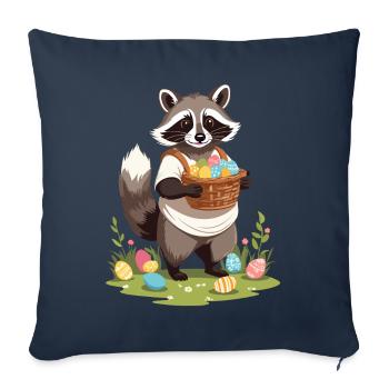 Costume mignon de lapin de Pâques raton laveur drôle - Housse de coussin décorative 45 x 45 cm - bleu marine - Devant