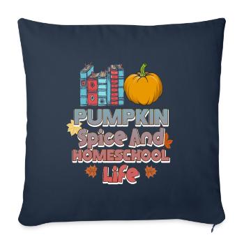 Épices à la citrouille et vie à la maison - Housse de coussin décorative 45 x 45 cm - bleu marine - Devant