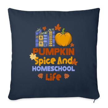 Épices à la citrouille et vie à la maison - Housse de coussin décorative 45 x 45 cm - bleu marine - Devant