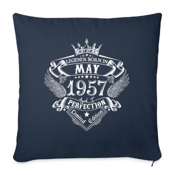 Mai 1957 anniversaire Mai 1957 Mai cadeau - Housse de coussin décorative 45 x 45 cm - bleu marine - Devant