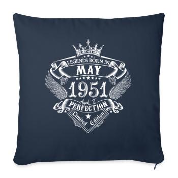 Mai 1951 anniversaire Mai 1951 Mai cadeau - Housse de coussin décorative 45 x 45 cm - bleu marine - Devant