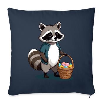 Drôle De Costume De Raton Laveur Oeufs De Pâques Mignons - Housse de coussin décorative 45 x 45 cm - bleu marine - Devant