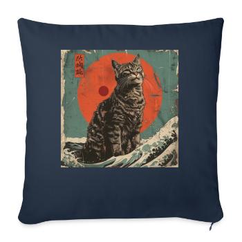 Sunset Silhouette Wave Papyrus - Sofa pillowcase 17,3'' x 17,3'' (45 x 45 cm) - navy - Front