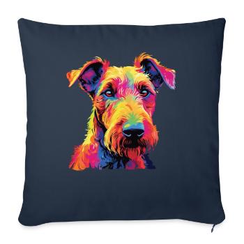 Aquarelle colorée Irish Terrier - Housse de coussin décorative 45 x 45 cm - bleu marine - Devant
