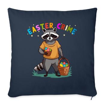 Drôle de raton laveur Costume Lapins de Pâques Oeufs de Pâques - Housse de coussin décorative 45 x 45 cm - bleu marine - Devant