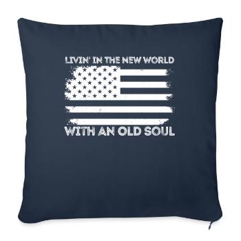 Livin dans le Nouveau Monde Vieille Âme - Housse de coussin décorative 45 x 45 cm - bleu marine - Devant