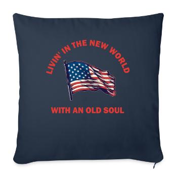 Livin dans le Nouveau Monde Vieille Âme - Housse de coussin décorative 45 x 45 cm - bleu marine - Devant