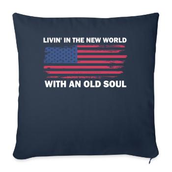 Livin dans le Nouveau Monde Vieille Âme - Housse de coussin décorative 45 x 45 cm - bleu marine - Devant