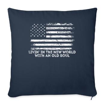 Livin dans le Nouveau Monde Vieille Âme - Housse de coussin décorative 45 x 45 cm - bleu marine - Devant