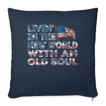 Livin dans le Nouveau Monde Vieille Âme - Housse de coussin décorative 45 x 45 cm - bleu marine - Devant