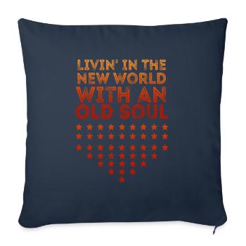 Livin dans le Nouveau Monde Vieille Âme - Housse de coussin décorative 45 x 45 cm - bleu marine - Devant