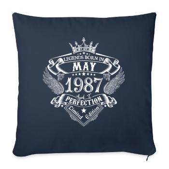 Mai 1987 anniversaire Mai 1987 Mai cadeau - Housse de coussin décorative 45 x 45 cm - bleu marine - Devant