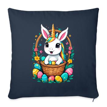 Licorne drôle lapin de Pâques Licorne mignonne Licorne de Pâques - Housse de coussin décorative 45 x 45 cm - bleu marine - Devant