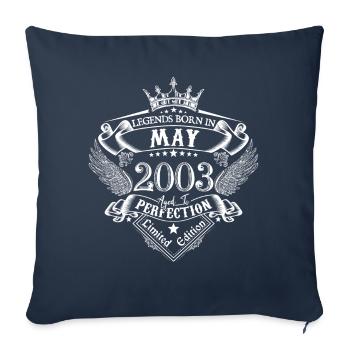 Mai 2003 anniversaire Mai 2003 Mai cadeau - Housse de coussin décorative 45 x 45 cm - bleu marine - Devant